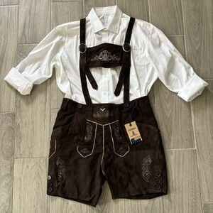 NWT Chubbies Leather The Lederhosen 3.0 Men’s XLarge Brown Oktoberfest Overalls